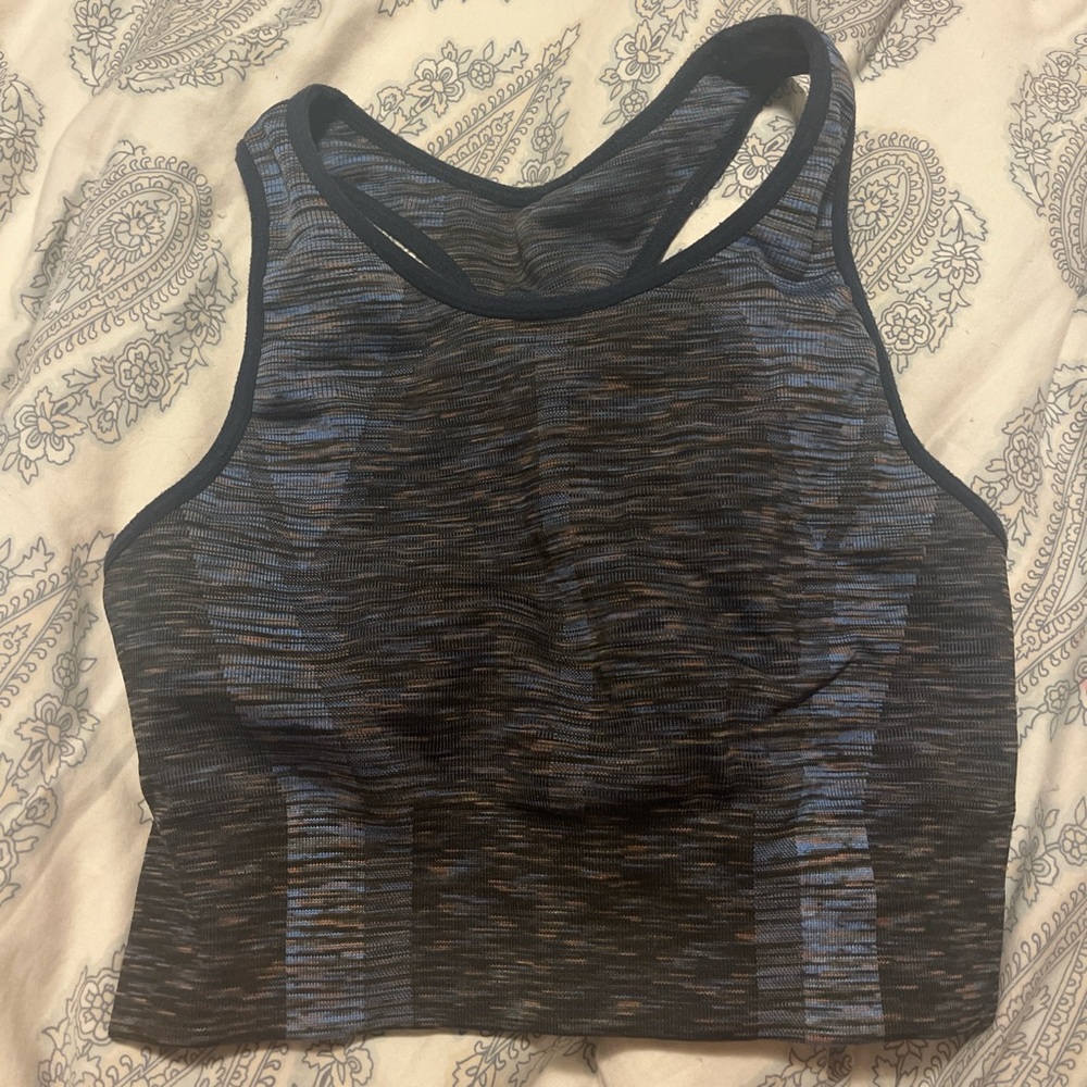 High-Performance Black and Blue Sports Bra